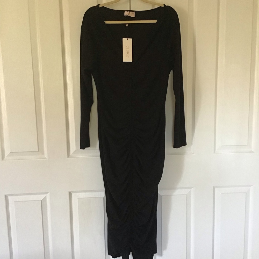 House of CB ruched black maxi dress Sz 12